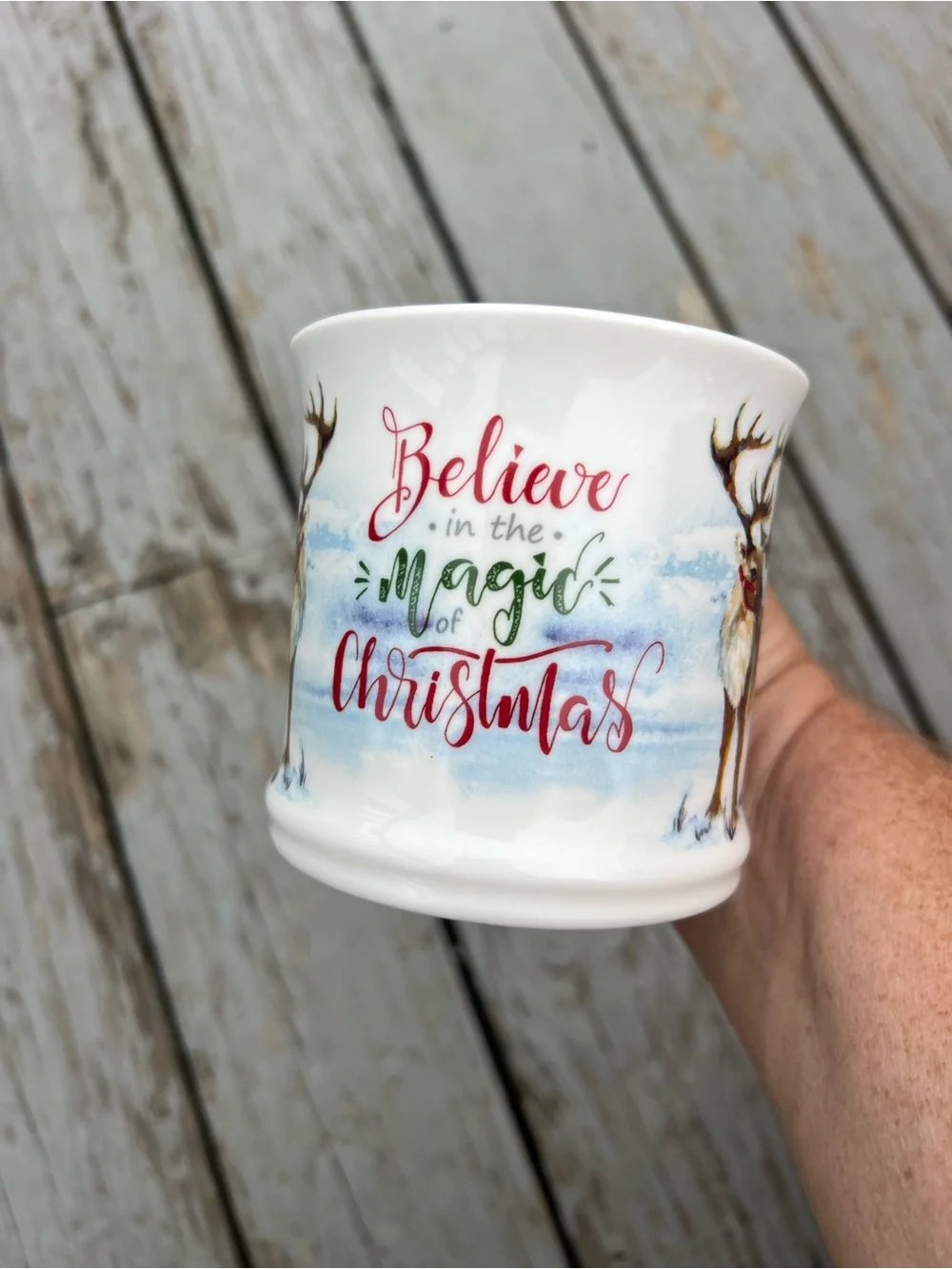 Lenox White Santa and Reindeer Holiday Mug